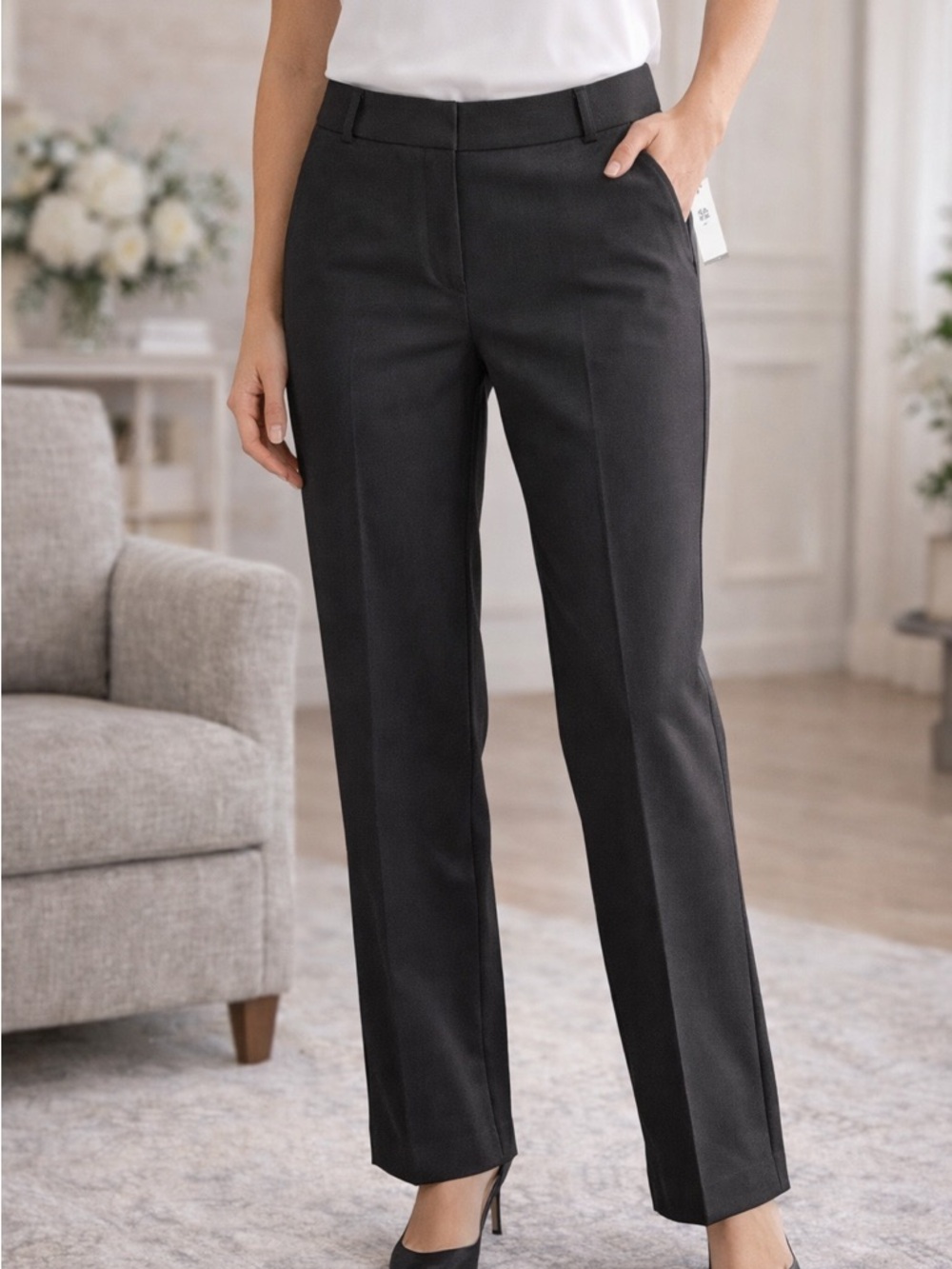 NWT Worthington Black High Rise Dress Pants Trouser 6 Short Work NWOT